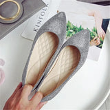 Women Red Sequin Cloth Flat Wedding Shoes Bride Pointed Toe Flats Blue Loafers Ladies Slip On Shallow Comfortable