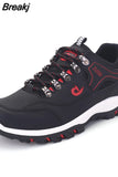 Men Shoes Casual Breathable Hiking Walking Sneakers Outdoor Ultralight Leather Slip-on Climbing Trekking Sneakers Man
