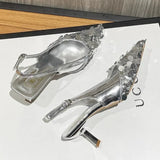 Minority High Heels Silver Baotou Sandals 2024 New Spring And Summer Slippers Fairy