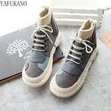 Matching Thick-Sole Big Head Doll Shoes Plus Velvet Women Boots Literary Retro Womens Short Boots Mori Girl Ankle