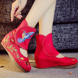 Breakj Boots / Summer Boots Embroidered High Heels Embroidered Cloth Shoes Embroidered Boots Ankle Boots High Heels Women's Singles