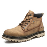 Men's Leather Boots Classic Men Warm Fur Snow Boots Outdoor Brand Punk Men Motorcycle Boots Lace Up Men's Tooling