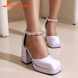 High Heeled Women Pumps 2023 Vintage Buckle Mary Jane Shoes Great Quality In Spring Summer All-match Temperament
