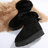 Breakj Thick Snow Boots A Foot Pedal 2025 Winter New Thick-Soled Furry Bows Warm Large Cotton