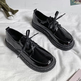 Casual Woman Shoe Soft Round Toe Black Flats 0 Platform Modis Oxfords Creepers Cross New Summer 2021
