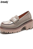 High Heels Women's Loafers Pumps Platform Shoes for Women 2023 New Spring Leather Luxury Elegant Shoes Ladies Round