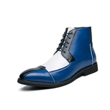 Leather Boots Men Ankle Boots Splicing Business Shoes Fashion Microfiber Leather Shoes Big Size