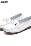Flats Women Shoes Loafers Genuine Leather Women Flats Slip On Women's Loafers Female Moccasins Shoes Plus