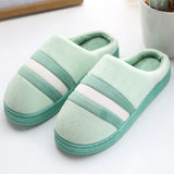 and Women Striped Indoor Home Autumn and Winter Couples Warm Cotton Slippers Cotton Indoor Home Soft and