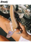 Fashion Summer Sandals PVC Crystal Open Toed High Heels Women Transparent Heel Sandals Slippers Pumps Big Size 41
