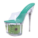 Women Shoes Summer 2023 Outside Slippers Clear Heel Slipper Super High Heels 17.5CM Platform Sexy Slipper Size