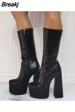 Design Great Quality Patchwork Super High Heel Ankle Boots Platform 2023 Sexy Elegant Woman Fashion Shoes Big Size