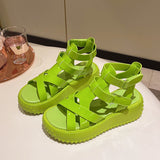 Women Sandals Women Platform Wedge Sandals 5cm High Heels Women Shoes Summer Sneakers Sandalia Roman Sandals Green White