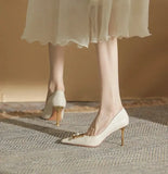 for Woman 2023 Office on Heeled Women's Summer Footwear Pumps High Heels Normal Leather Casual Stilito Formal Sale