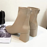 Socks Boots Fashion Ankle Boots Women High Heel Thicks Heel Square Toe Short Boots Women Retro 2024 New Ladies