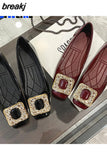 Women Flat Shoes Ballet Shoes Slip On Loafers Moccasins Brand Leather Flats Metal Decoration Ballerina Zapatos Mujer Size