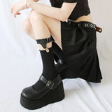 Brand Punk Goth Cover Toe Platform Wedges Thick Heels Women Shoes Hook Loop Design Summer women's Sasndals