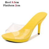 For Women 2023 Summer New Fashion Design Transparent Thin Heel Party Shoes 9.5cm High Heels Ladies Open Toe