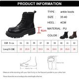 Autumn Winter Platform Ankle Boots Women Thick Sole Pu Leather Biker Boots Woman 2023 Short Plush Lace-Up Shoes