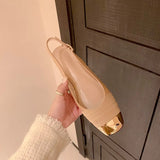 Women's Wedding Shoes Cross-tied Ankle Strap Sandals Gold Toe Mid Heels Dress Shoes Mixed Color Sandalias Mujer