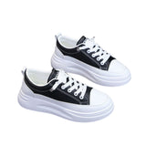 New Sneakers for Women Spring /Autumn New Fashion Casual Breathable Students Board Shoes Lace Up Thick-soled White