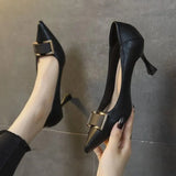 Summer Footwear Formal Shoes for Women 2023 Black with Medium Heels Stilito Moccasins Bow Elegant Dress Spring on Sale