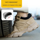 Safety Work Shoes Steel Toe Kevlar Puncture-Proof Anti-Smashing Men Ankle Boots Protective Sneakers Casual Leather