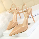 Breakj Simple Thin Heel Ultra High Heel Shallow Pointed Patent Leather Sexy Nightclub Show Thin A Word With Female