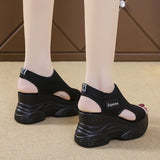 Women's SandalsSummer Wedge Heel Elastic Cloth Cover Foot Ladies Sandals Thick-soled Fashion Trifle Elevation Casual