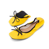 Leather Shoes Women Casual Ballet Flats 2023 Spring Autumn Lace Up Bow Comfortable Square Toe Wholesale Shoes Size