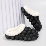 Women Winter Fur Warm Cotton Slippers Indoor Home Couple Funny Bubble Shoes Comfy Plush Non Slip House Slippers Woman Plus