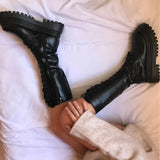 2023 New Fashion Chunky Platform Boots Women Autumn Winter PU Leather Knee High Boots Woman Punk Thick Bottom Long