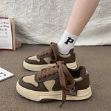 Shoes Women's Sneakers New Muffin Thick Bottom Khaki Black White Color Matching Fashion Women's Shoes Casual Sports