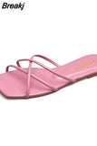 Slippers Women Summer Shoes Casual Flat Bottom Sandals Flip Flops Candy Color Indoor Outdoor Beach Slides Cross