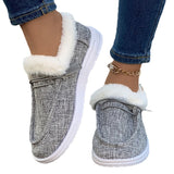 Winter New Large-Size Plush Warm Women's Shoes With Flat Soles And Round Ends And Casual Cotton