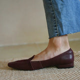 Shoes Women Suede Leather Pointed Toe Slip-on Shoes Vintage Patchwork Female Flats Casual Women's Loafers