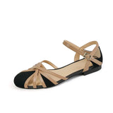 Kid Suede Sandals Close Toe Retro One Strap Spring Flats On Low Heel 1.5CM Summer Gladiator Sandal Roman Style Lady