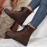Autumn New Women's Boots Solid Soft Leather Ankle Boots Ladies Round Toe High Top Casual Shoes Plus Size35-43 Flat