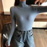 Women high neck Sweater Pullovers Turtleneck Autumn Winter Basic Women Sweaters Slim Fit