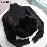 Autumn winter fur basic warm velvet Sweater Pullovers Women female high-neck Fleece sweater thick Turtleneck Knit