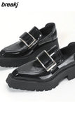 Size 35-39 Real Leather Flats Shoes For Women Fashion Platform Shoes Jk Chunky Loafers Office Lady Pumps Fashion