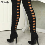 Black Women's Long Boots Women Autumn Heels Shoes Over The Knee Thigh High Heel Boots Female Woman Summer Stretch Boot