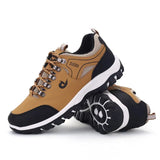 Men Shoes Casual Breathable Hiking Walking Sneakers Outdoor Ultralight Leather Slip-on Climbing Trekking Sneakers Man