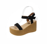 Women Leisure Wedges Heeled Shoes Fashion Summer New Sandals Black Party Platform High Heels Shoe Sandalias Mujer Size