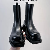 Breakj Spring And Autumn New Fashion Versatile Men's Martin Boots Black High Top Leather Shoes Fashion Short Boots