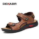 Summer Big Size Men's Sandals British Fashion Genuine Leather Beach Shoes Mens Casual Massage Non-Slip Slippers