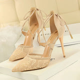 Breakj Sexy Heels Mesh Lace Cut Out