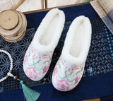 Breakj Single Slippers / Cotton Slippers Linen Tassel Embroidered Round Head Flat Cloth Shoes Sandals Embroidered Women's