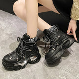 Cross Lace Up Chunky Boots Women 2023 Fashion Platform Motorcycle Boots Woman Autumn Winter Thick Bottom Gothic