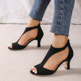 Sandals Women 2023 New Simple Back Zipper Fishmouth High Heels Women Shoes Summer Fashion Stiletto Women